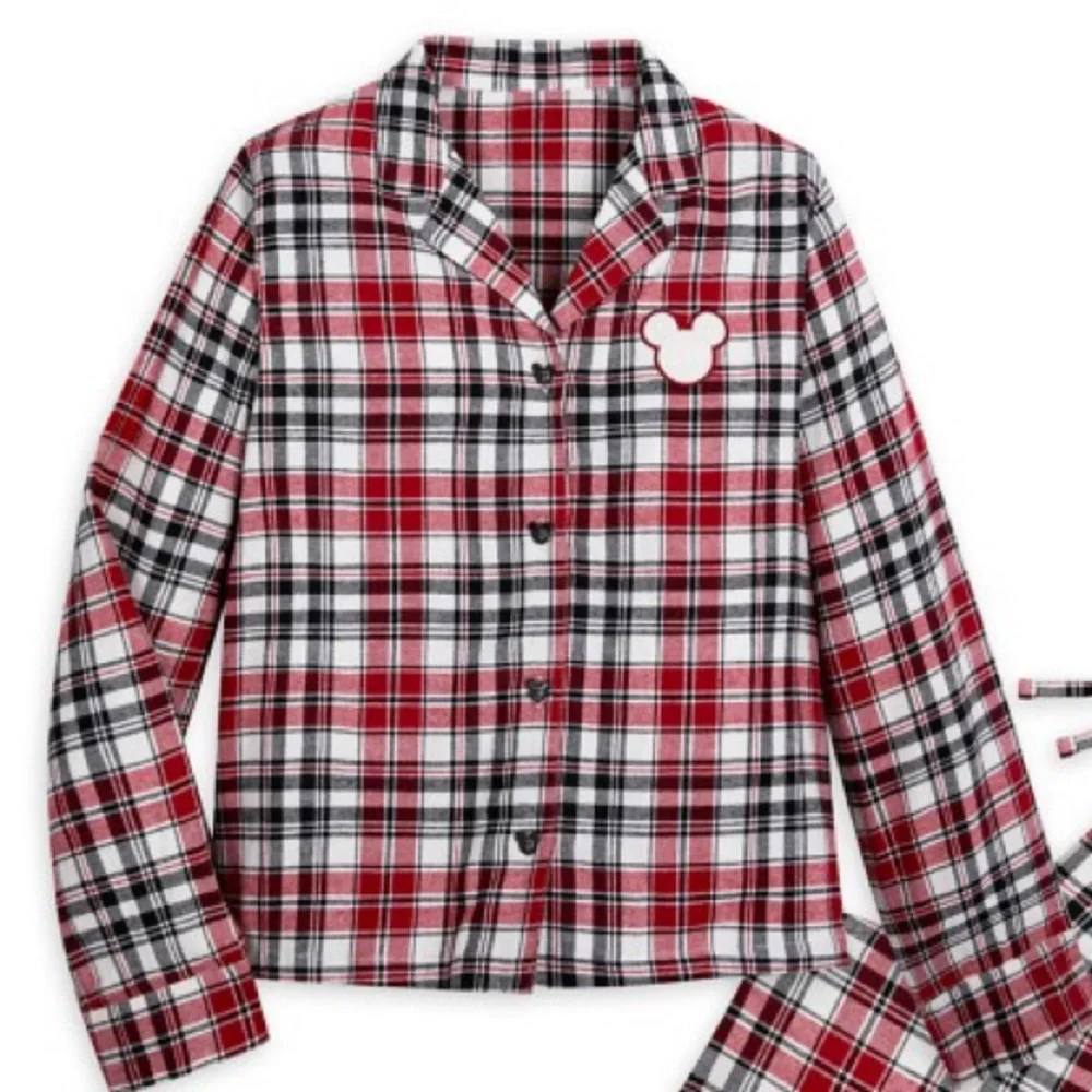 Disney‎ Mickey Mouse Holiday Plaid Pijama Top - Picture 8 of 13